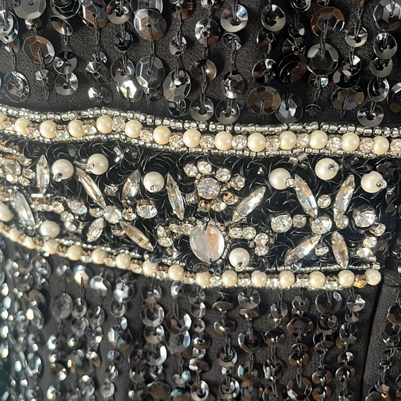 Max Duggal SLEEVELESS HIGH NECK BEADED MIDI SHEATH DRESS 10739 - Picture 11 of 15